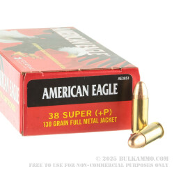 1000 Rounds of .38 Super + P Ammo by Federal - 130gr FMJ