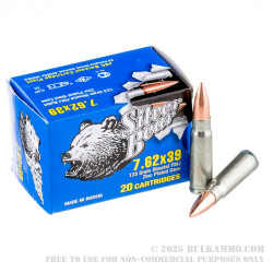 500  Rounds of 7.62x39mm Ammo by Silver Bear - 123gr FMJ