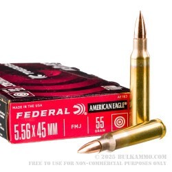 500 Rounds of 5.56x45 Ammo by Federal American Eagle - 55gr FMJ