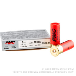 5 Rounds of 12ga Ammo by PMC -  00 Buck