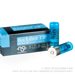 250 Rounds of 12ga Ammo by NobelSport LE - 12 Pellet 00 Buck