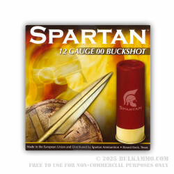 25 Rounds of 12ga Ammo by Spartan Ammo -  00 Buck - 9 Pellets