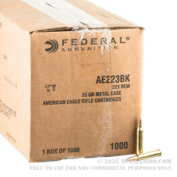 1000 Rounds of .223 Ammo by Federal American Eagle  - 55gr FMJ