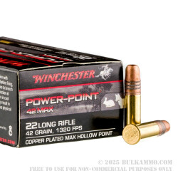 50 Rounds of .22 LR Ammo by Winchester Power Point - 42 gr CPHP