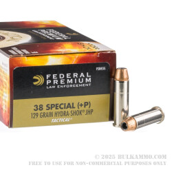 1000 Rounds of .38 Spl Ammo by Federal - 129gr Hydra-Shok JHP