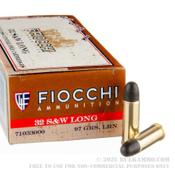 50 Rounds of .32S&W Long Ammo by Fiocchi - 97 gr LRN