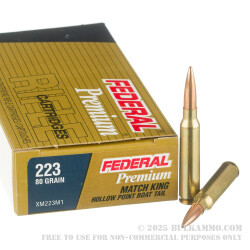 20 Rounds of .223 Ammo by Federal Sierra MatchKing - 80gr HPBT