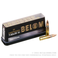 20 Rounds of 7.62x39 Ammo by Belom - 123gr FMJ