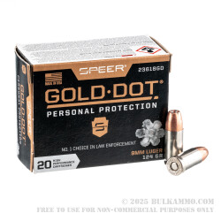 500  Rounds of 9mm Ammo by Speer - 124gr JHP