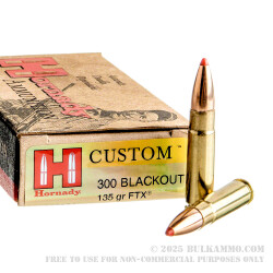 20 Rounds of .300 AAC Blackout Ammo by Hornady - 135gr FTX