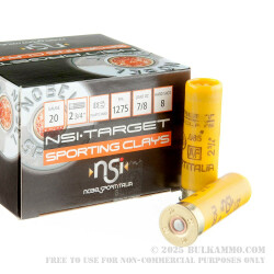 25 Rounds of 20ga Ammo by NobelSport - 7/8 ounce #8 shot