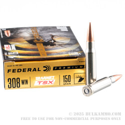 20 Rounds of .308 Win Ammo by Federal - 150gr TSX Barnes