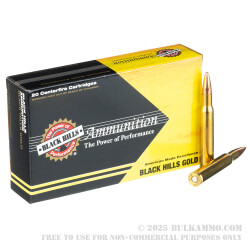 20 Rounds of 30-06 Springfield Ammo by Black Hills Gold - 180gr TSX