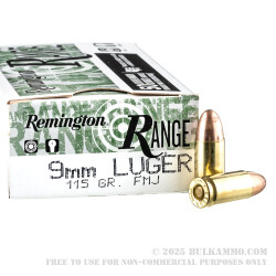 500 Rounds of 9mm Ammo by Remington Range - 115gr FMJ