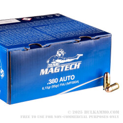 250 Rounds of .380 ACP Ammo by Magtech - 95gr FMJ