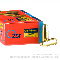 1000 Rounds of 9mm Ammo by ZSR - 115gr FMJ