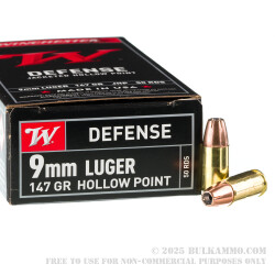 500 Rounds of 9mm Ammo by Winchester USA - 147gr JHP