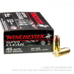 500 Rounds of .45 ACP Ammo by Winchester Super Clean - 160gr Lead-Free FMJ