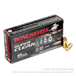 500 Rounds of .45 ACP Ammo by Winchester Super Clean - 160gr Lead-Free FMJ