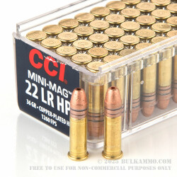 100 Rounds of .22 LR Ammo by CCI Mini-Mag - 36gr CPHP