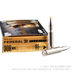 20 Rounds of .308 Win Ammo by Federal - 165gr Trophy Bonded Tip