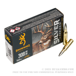 20 Rounds of .308 Win Ammo by Browning Silver Series - 180gr SP