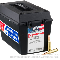 200 Rounds of .308 Win Ammo by Hornady American Gunner - 155gr BTHP in Field Box