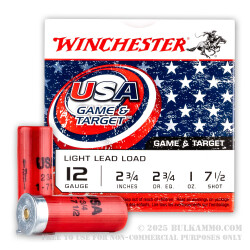 250 Rounds of 12ga Ammo by Winchester USA Game & Target - 1 ounce #7.5 shot