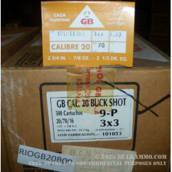 500 Rounds of 20ga Ammo by GB (Maxam) -  00 Buck