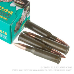 20 Rounds of 7.62x54r Ammo by Brown Bear - 174gr FMJ