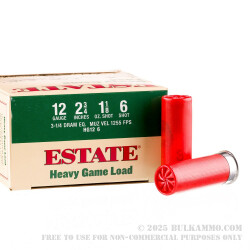 25 Rounds of 12ga 2-3/4" Ammo by Estate Cartridge Heavy Game Load - 1 1/8 ounce #6 shot