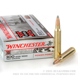 20 Rounds of .300 Win Mag Ammo by Winchester Super-X - 180gr PP