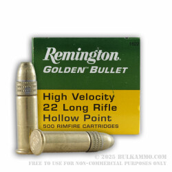 500 Rounds of .22 LR Ammo by Remington Golden Bullet - 36gr HP