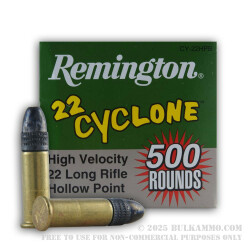 500  Rounds of .22 LR Cyclone Ammo by Remington - 36gr LHP