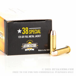 50 Rounds of .38 Spl Ammo by Armscor - 125gr FMJ