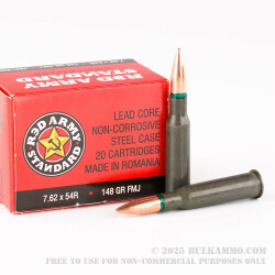 620 Rounds of 7.62x54R Ammo by Red Army Standard - 148gr FMJ