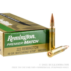 20 Rounds of .223 Ammo by Remington Premier Match - 69gr HPBT MatchKing