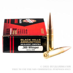 500 Rounds of .300 AAC Blackout Ammo by Black Hills Ammunition - 125gr OTM