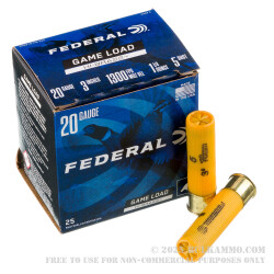 250 Rounds of 20ga Ammo by Federal Game Load Hi-Brass - 1 1/4 ounce #5 shot