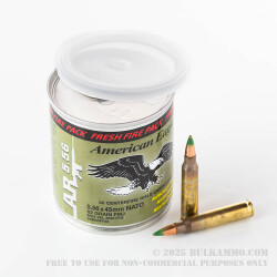 600 Rounds of 5.56x45 Ammo by Federal American Eagle - 62gr FMJBT Fresh Fire Can