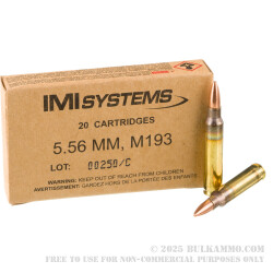 500 Rounds of 5.56x45 Ammo by IMI - 55gr FMJ M193