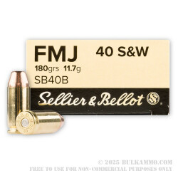 50 Rounds of .40 S&W Ammo by Sellier & Bellot - 180gr FMJ