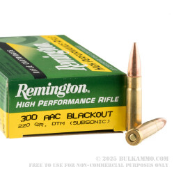 200 Rounds of .300 AAC Blackout Ammo by Remington - 220gr OTM