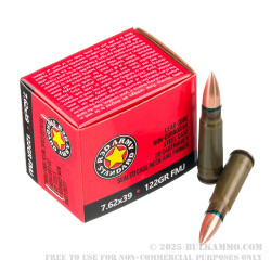 1000 Rounds of 7.62x39 Ammo by Red Army Standard - 122gr FMJ