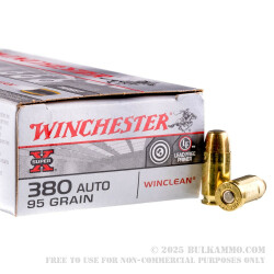 50 Rounds of .380 ACP Ammo by Winchester WinClean - 95gr BEB