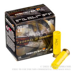 25 Rounds of 20ga Ammo by Federal High Over All - 7/8 ounce #8 shot