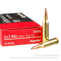 20 Rounds of .243 Win Ammo by Aguila - 100gr SPBT