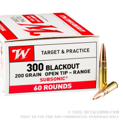 240 Rounds of .300 AAC Blackout Ammo by Winchester USA - 200gr Open Tip