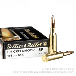 20 Rounds of 6.5 Creedmoor Ammo by Sellier & Bellot - 156gr SP