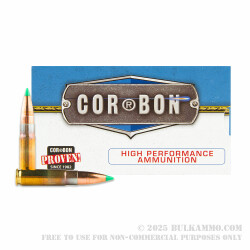 20 Rounds of .300 AAC Blackout Ammo by Corbon - 125gr Polymer Tipped